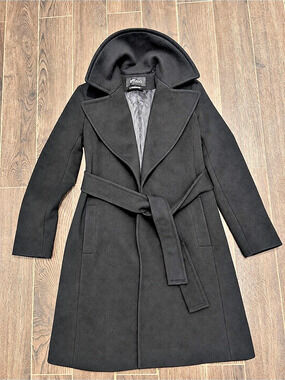 Fleurette Studio Black Wrap Coat Size Small